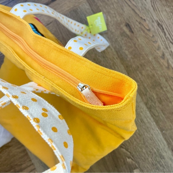 NWT Carpisa Canvas Tote Bag Yellow Gold Animals Friend. Help Save Turtles - Picture 5 of 9